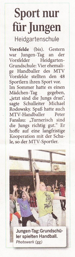 Jungen-Tag: Ehemalige Handballer des MTV stellen ihren Sport vor.